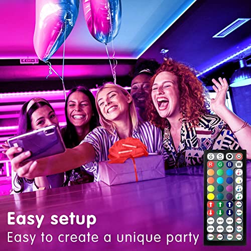 100ft Music Sync RGB Strip Lights for Bedroom with Remote and App Control