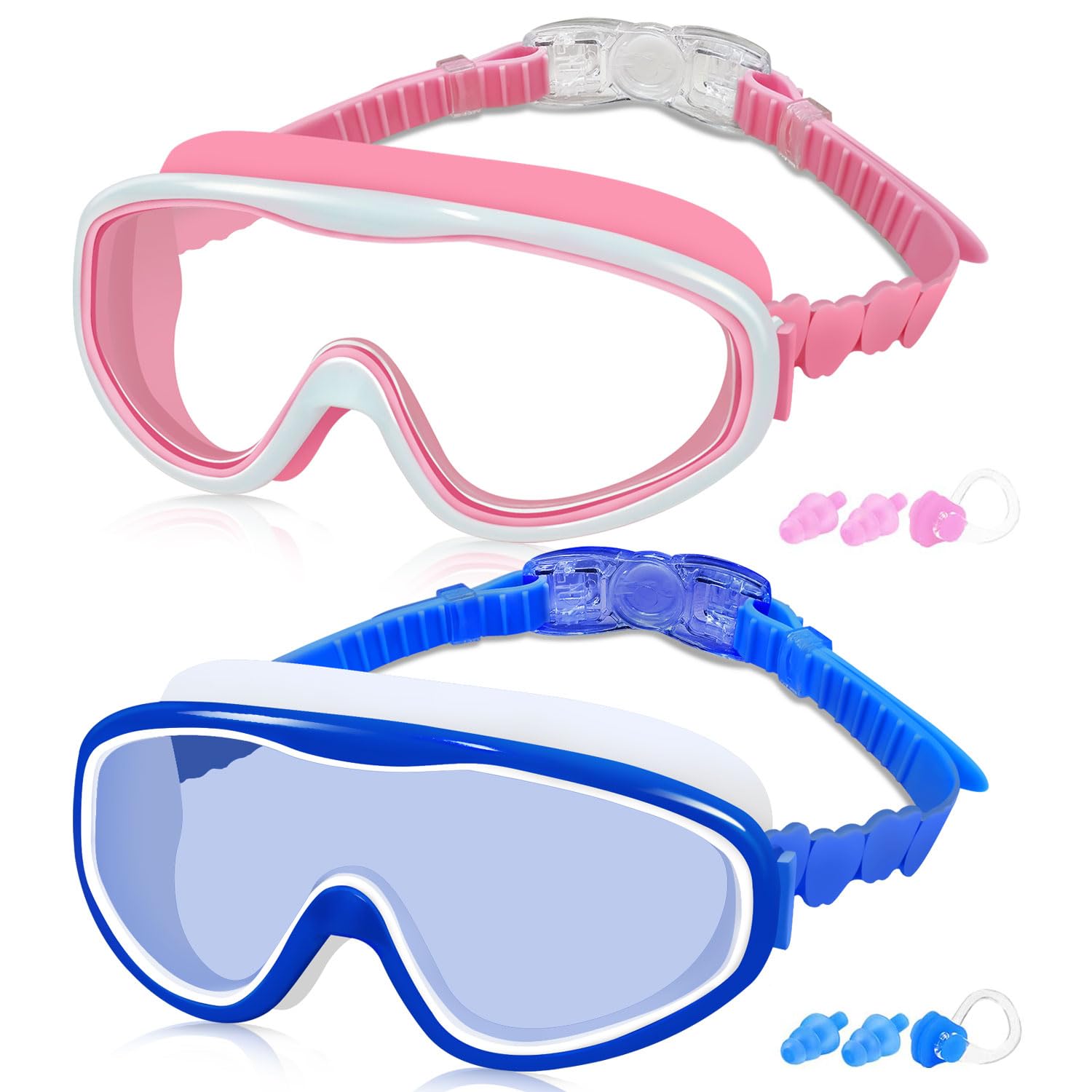 Kids' Anti-Fog Swim Goggles, 2 Pack, No Leaking, Waterproof